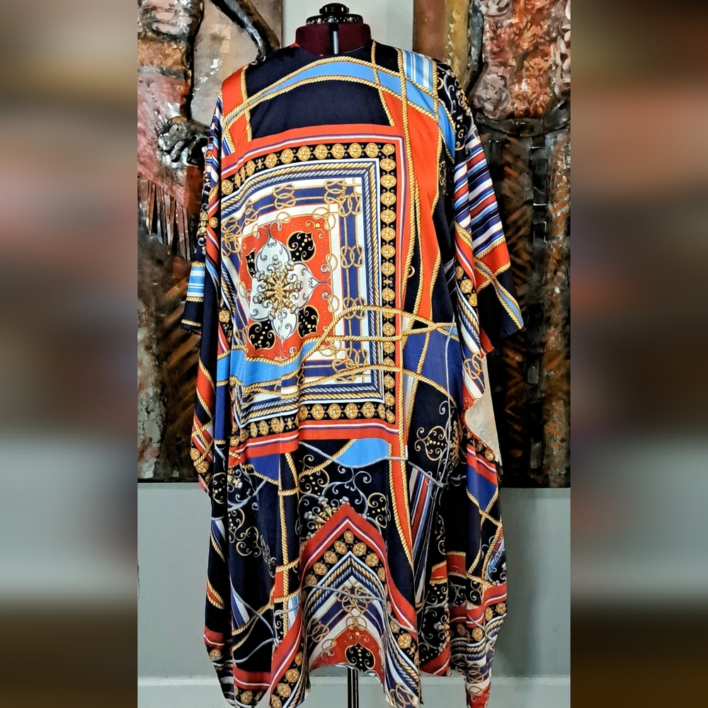 (NWOT) Anna Hariri Nautical Print Kaftan Dress SZ 18 (Best Fits 16)